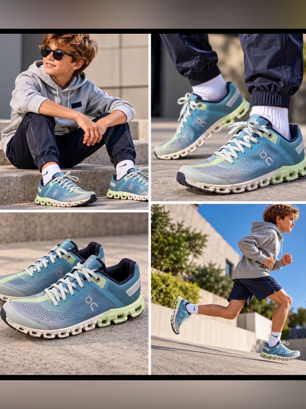 On Running Kids Sz 5.5 Sneakers in Mint Green Sky Blue PriceFirm!